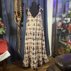 XXL Boho Maxi Dress Tie Dye/Shibori Flowy Summer Dress Pockets
